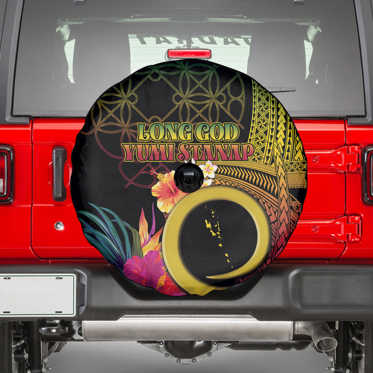 Vanuatu Independence Day Spare Tire Cover Sand Drawing Melanesian Vibes LT03 - Polynesian Pride