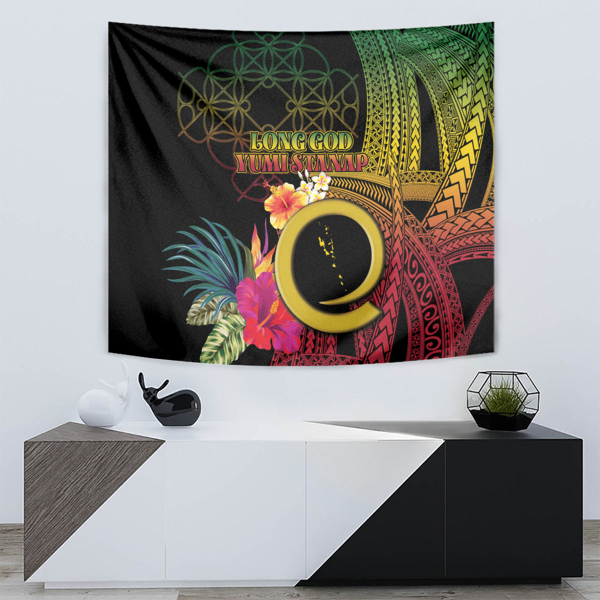 Vanuatu Independence Day Tapestry Sand Drawing Melanesian Vibes LT03 - Polynesian Pride