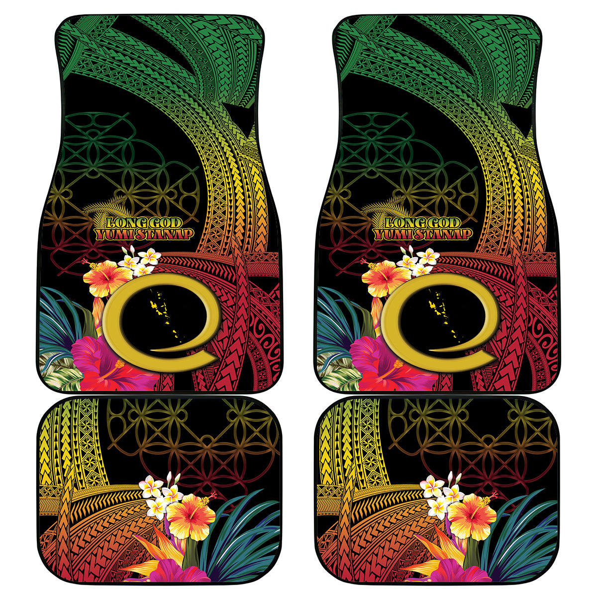 Vanuatu Selebretem 44th Indipendens Dei Car Mats Sand Drawing Melanesian Vibes LT03 - Polynesian Pride