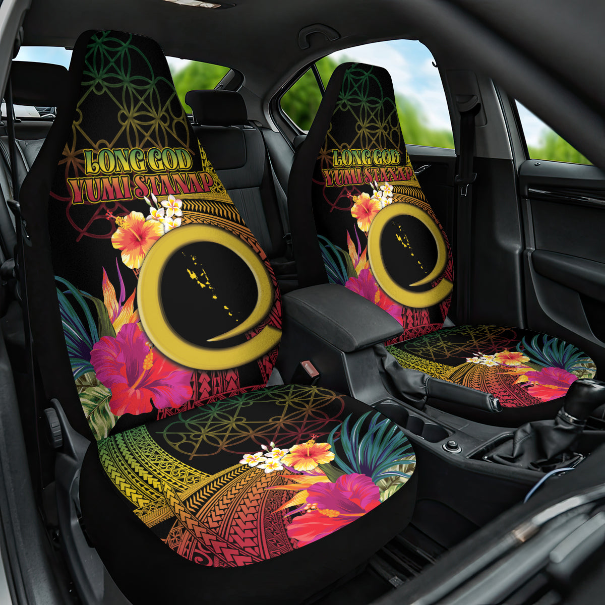 Vanuatu Selebretem 44th Indipendens Dei Car Seat Cover Sand Drawing Melanesian Vibes