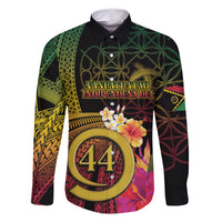 Vanuatu Selebretem 44th Indipendens Dei Family Matching Short Sleeve Bodycon Dress and Hawaiian Shirt Sand Drawing Melanesian Vibes LT03 Dad's Shirt - Long Sleeve Black - Polynesian Pride