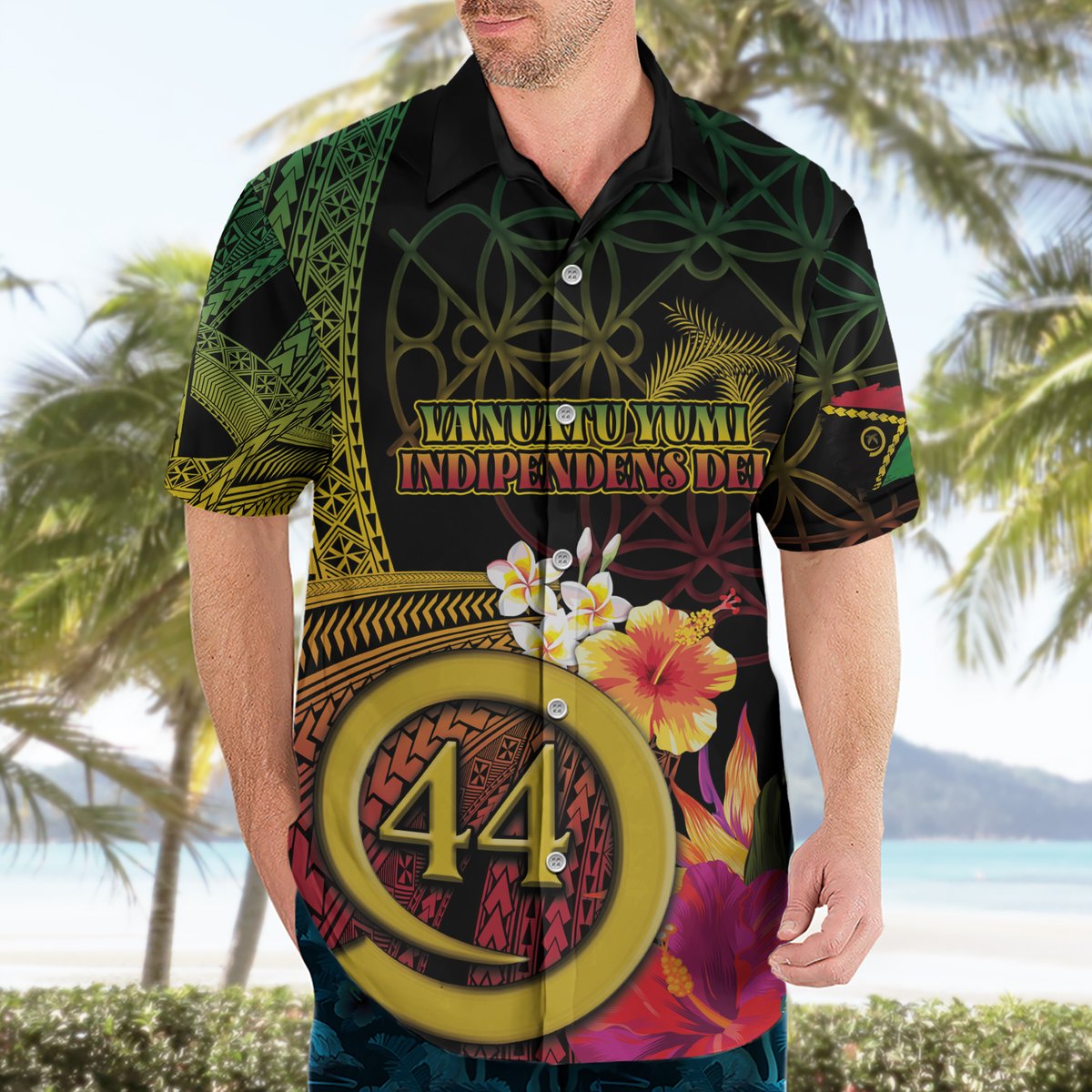 Vanuatu Selebretem 44th Indipendens Dei Hawaiian Shirt Sand Drawing Melanesian Vibes LT03 - Polynesian Pride
