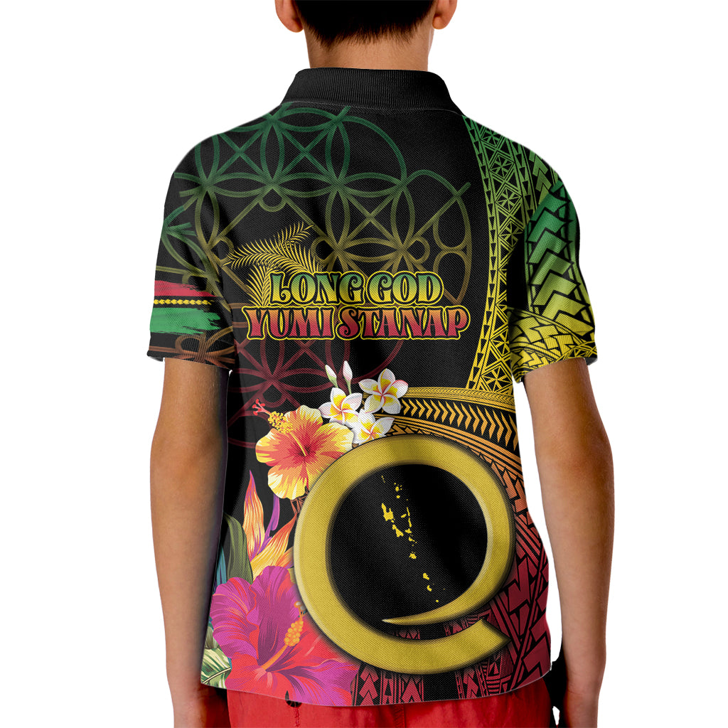 Vanuatu Selebretem 44th Indipendens Dei Kid Polo Shirt Sand Drawing Melanesian Vibes