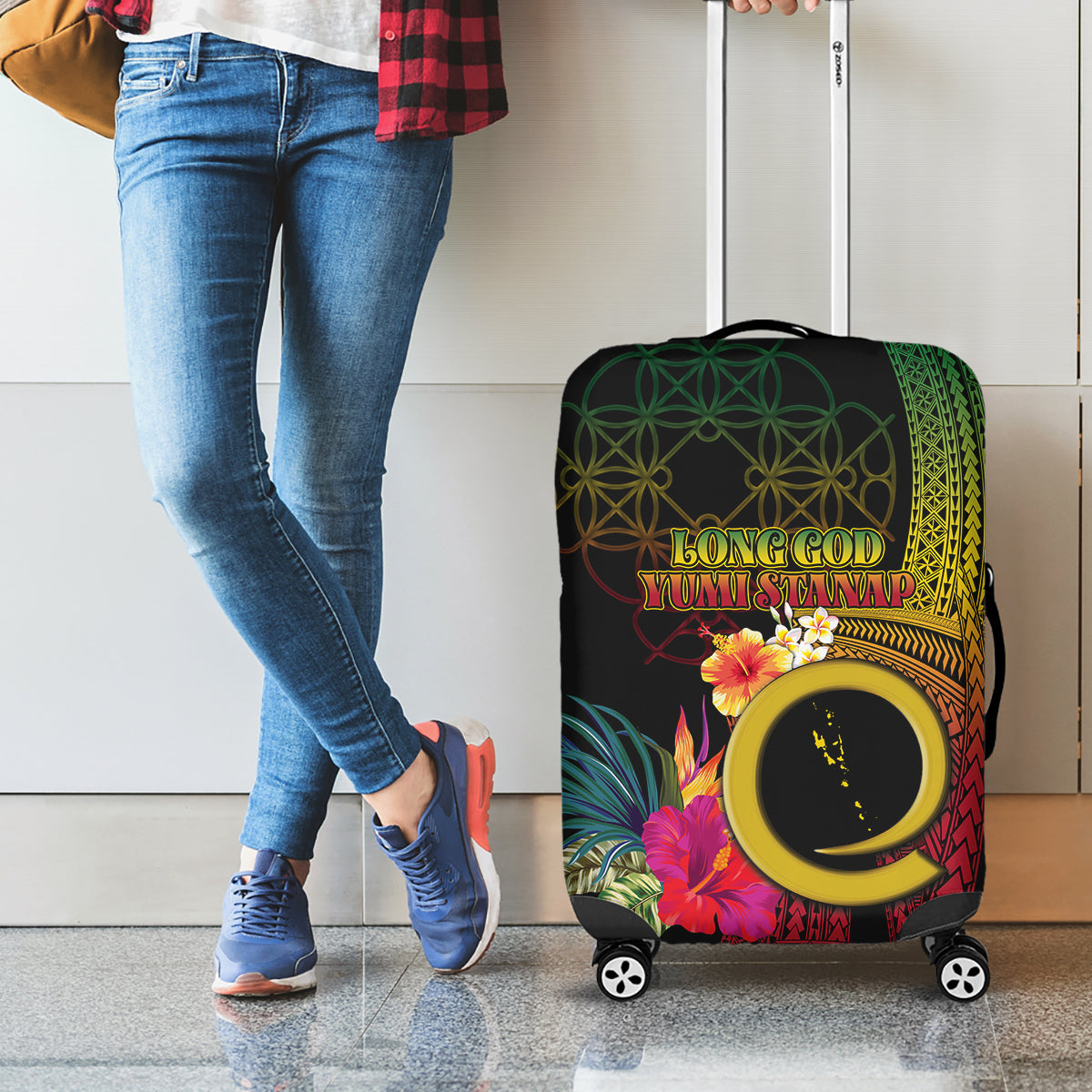 Vanuatu Selebretem 44th Indipendens Dei Luggage Cover Sand Drawing Melanesian Vibes