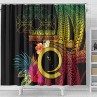 Vanuatu Selebretem 44th Indipendens Dei Shower Curtain Sand Drawing Melanesian Vibes