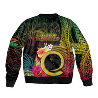 Vanuatu Selebretem 44th Indipendens Dei Sleeve Zip Bomber Jacket Sand Drawing Melanesian Vibes LT03 - Polynesian Pride