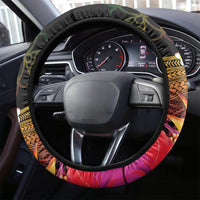 Vanuatu Selebretem 44th Indipendens Dei Steering Wheel Cover Sand Drawing Melanesian Vibes LT03 - Polynesian Pride