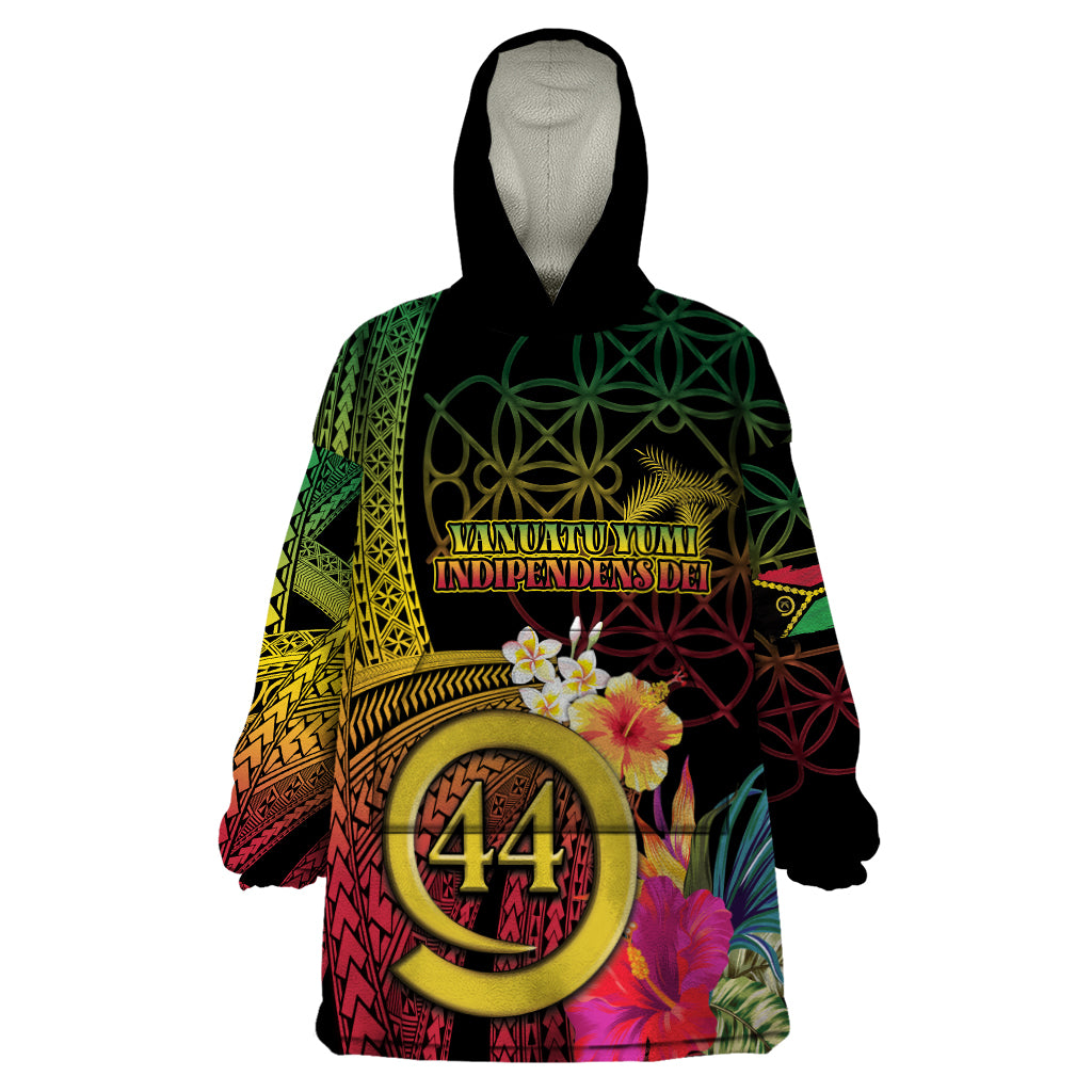 Vanuatu Selebretem 44th Indipendens Dei Wearable Blanket Hoodie Sand Drawing Melanesian Vibes