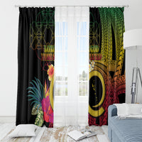 Vanuatu Selebretem 44th Indipendens Dei Window Curtain Sand Drawing Melanesian Vibes LT03 - Polynesian Pride