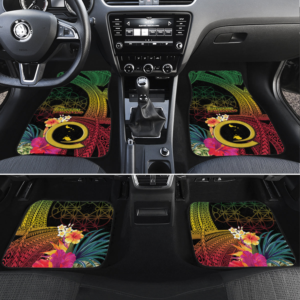 Vanuatu Shefa Day Car Mats Sand Drawing Melanesian LT03 Set 4pcs Black - Polynesian Pride