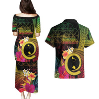 Vanuatu Shefa Day Couples Matching Puletasi and Hawaiian Shirt Sand Drawing Melanesian LT03 - Polynesian Pride