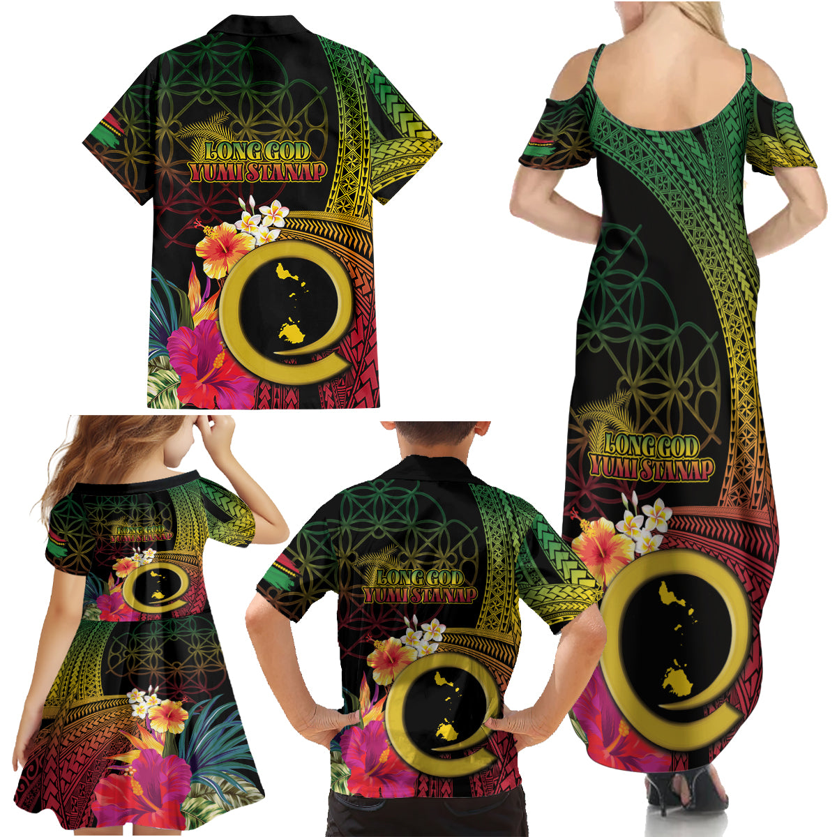 Vanuatu Shefa Day Family Matching Summer Maxi Dress and Hawaiian Shirt Sand Drawing Melanesian LT03 - Polynesian Pride