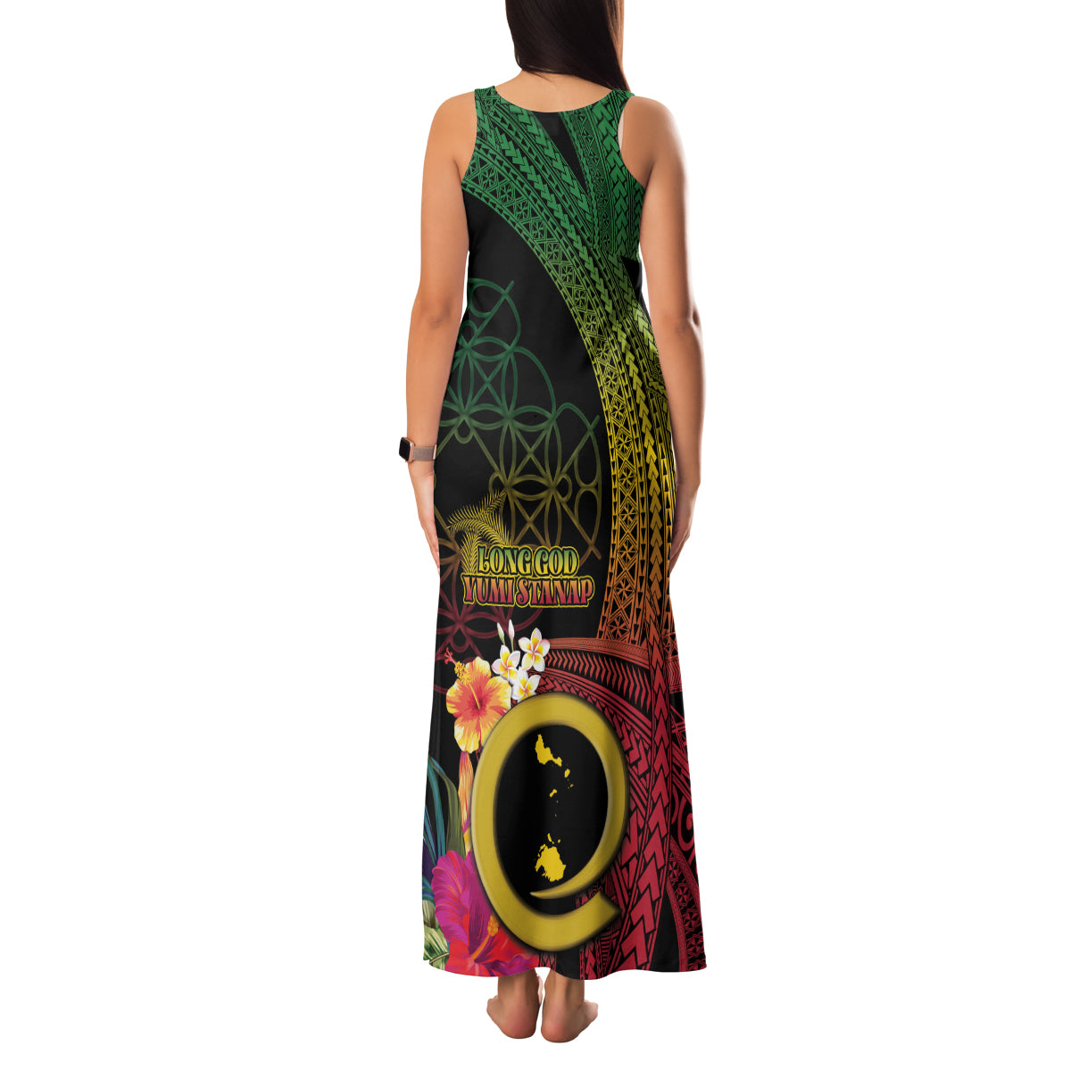 Vanuatu Shefa Day Family Matching Tank Maxi Dress and Hawaiian Shirt Sand Drawing Melanesian