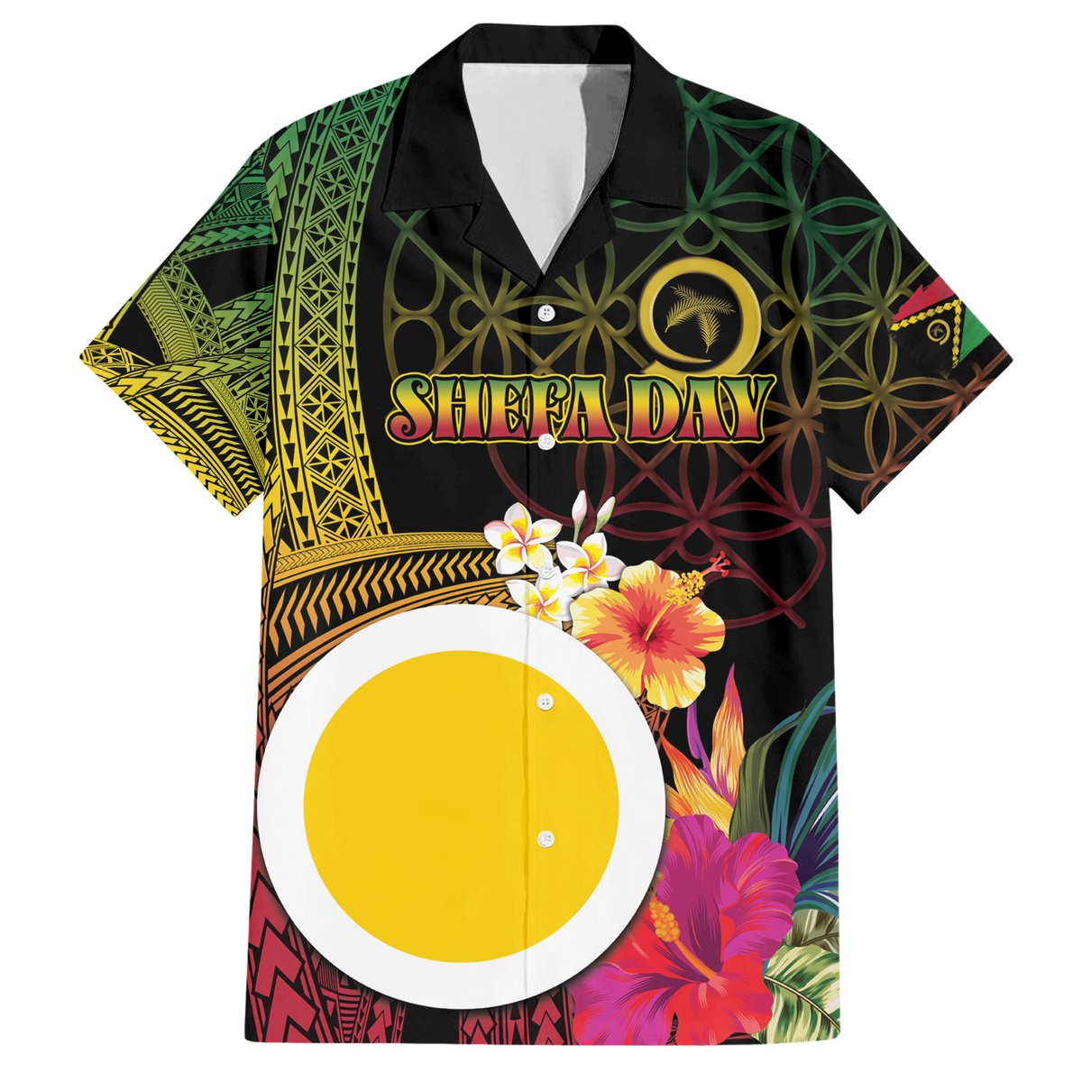 Vanuatu Shefa Day Hawaiian Shirt Sand Drawing Melanesian LT03 Black - Polynesian Pride