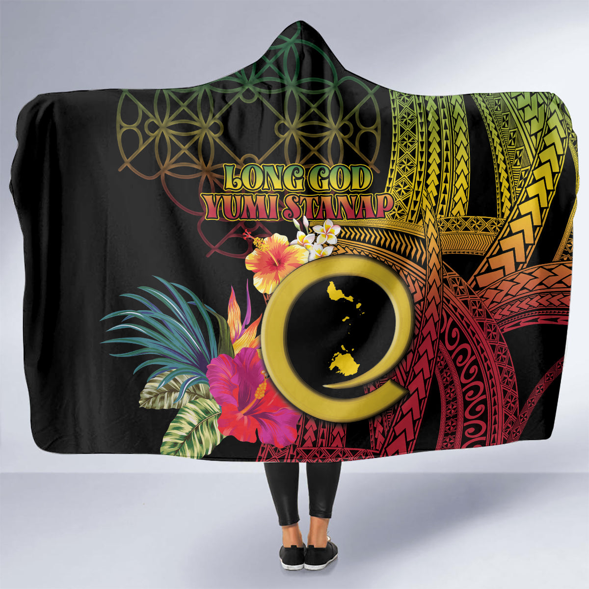 Vanuatu Shefa Day Hooded Blanket Sand Drawing Melanesian LT03 - Polynesian Pride
