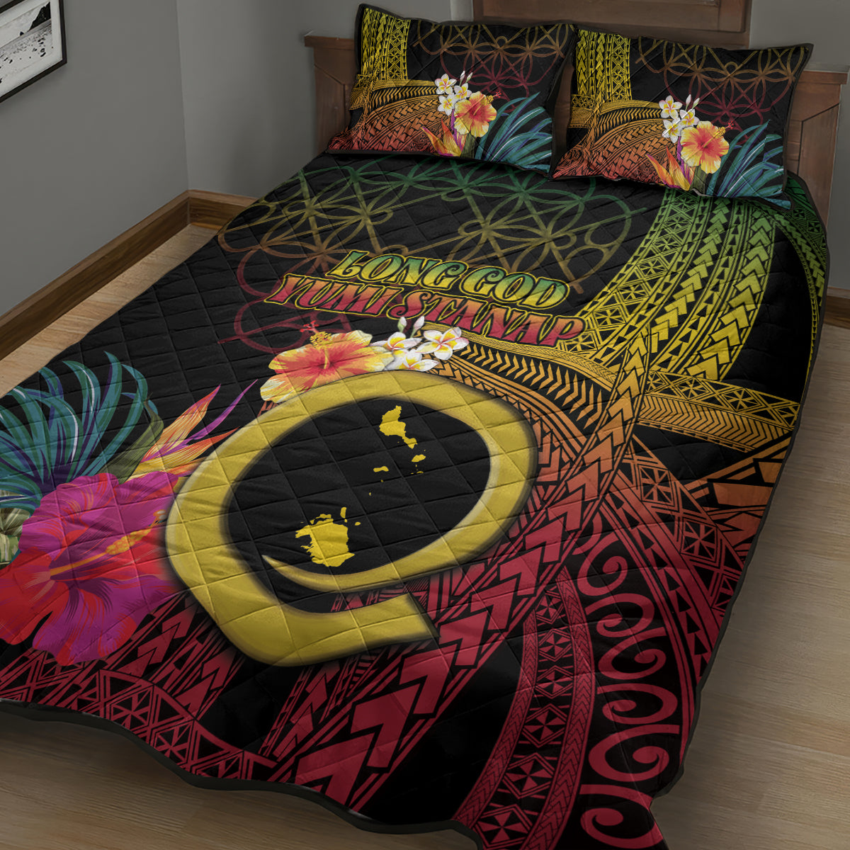 Vanuatu Shefa Day Quilt Bed Set Sand Drawing Melanesian LT03 - Polynesian Pride
