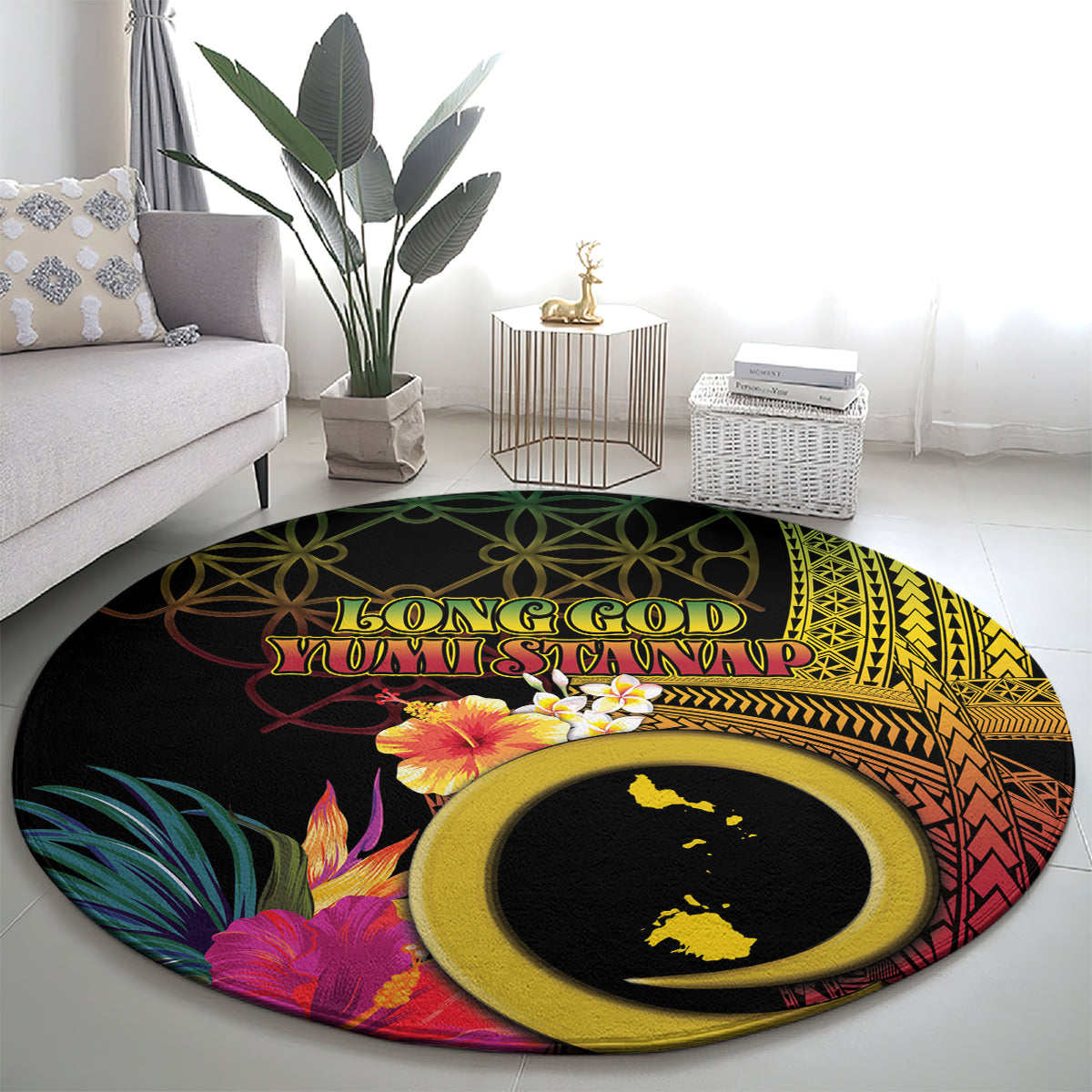 Vanuatu Shefa Day Round Carpet Sand Drawing Melanesian