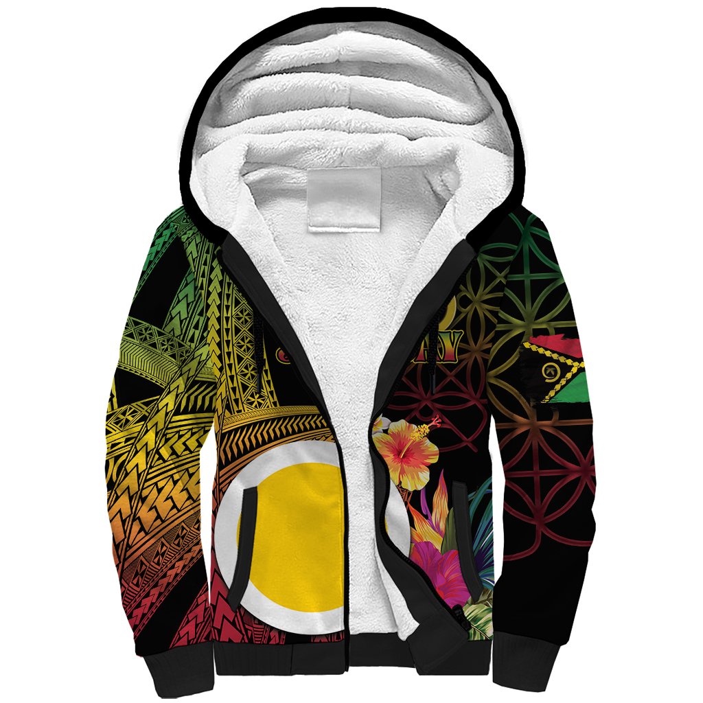 Vanuatu Shefa Day Sherpa Hoodie Sand Drawing Melanesian LT03 Unisex Black - Polynesian Pride