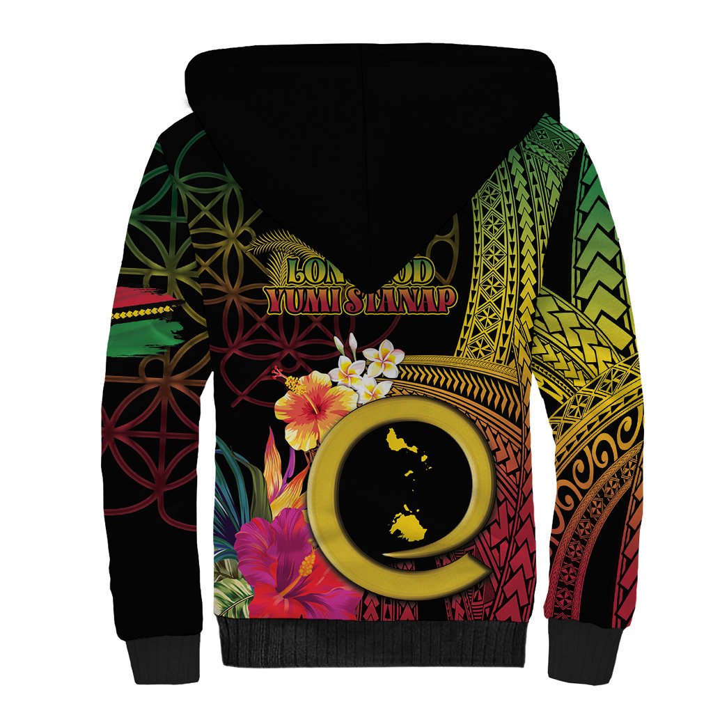Vanuatu Shefa Day Sherpa Hoodie Sand Drawing Melanesian LT03 - Polynesian Pride