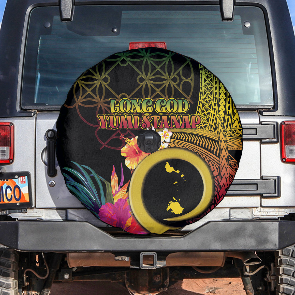 Vanuatu Shefa Day Spare Tire Cover Sand Drawing Melanesian LT03 Black - Polynesian Pride