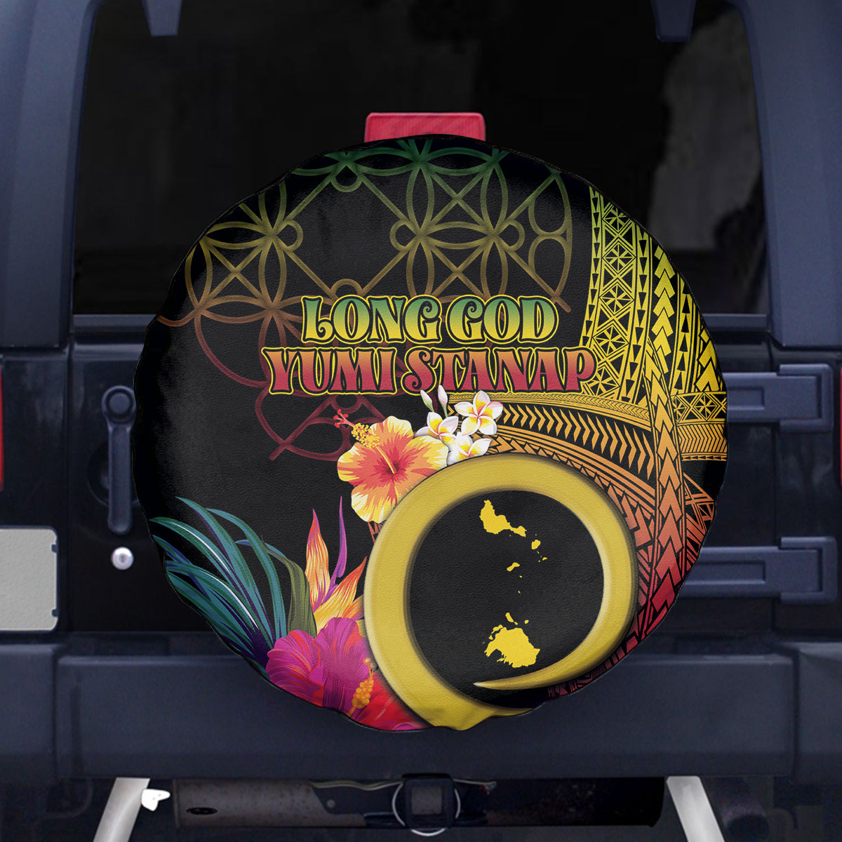 Vanuatu Shefa Day Spare Tire Cover Sand Drawing Melanesian LT03 - Polynesian Pride