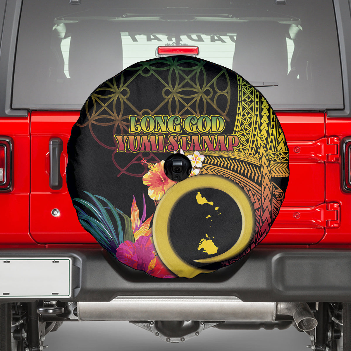 Vanuatu Shefa Day Spare Tire Cover Sand Drawing Melanesian LT03 - Polynesian Pride