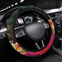 Vanuatu Shefa Day Steering Wheel Cover Sand Drawing Melanesian LT03 Universal Fit Black - Polynesian Pride
