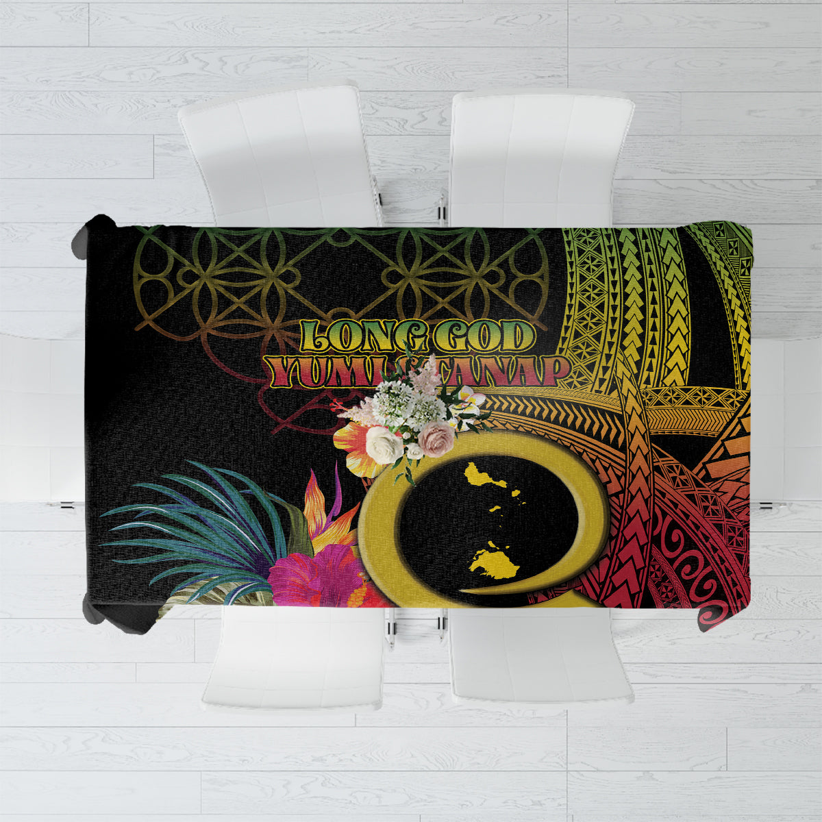Vanuatu Shefa Day Tablecloth Sand Drawing Melanesian LT03 Black - Polynesian Pride