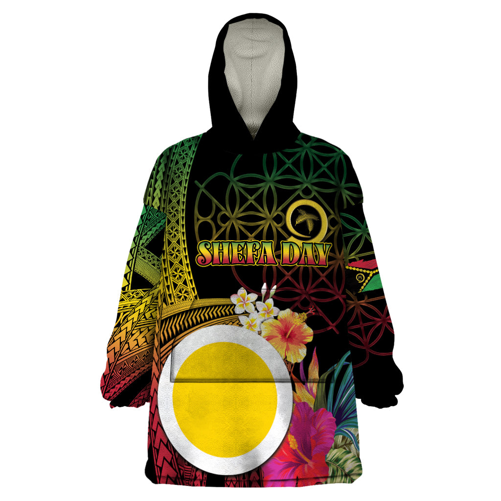 Vanuatu Shefa Day Wearable Blanket Hoodie Sand Drawing Melanesian