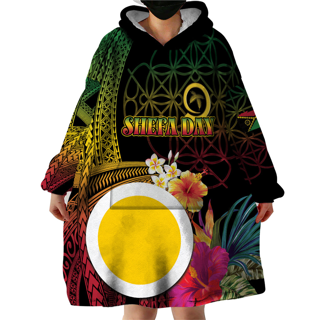 Vanuatu Shefa Day Wearable Blanket Hoodie Sand Drawing Melanesian