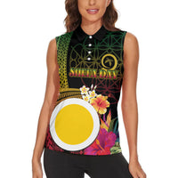Vanuatu Shefa Day Women Sleeveless Polo Shirt Sand Drawing Melanesian