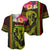 Hawaiian Reggae Music Baseball Jersey Jamaica Singer Tribal Polynesian and Hibiscus