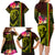 Hawaiian Reggae Music Family Matching Long Sleeve Bodycon Dress and Hawaiian Shirt Jamaica Singer Tribal Polynesian and Hibiscus