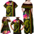 Hawaiian Reggae Music Family Matching Off Shoulder Maxi Dress and Hawaiian Shirt Jamaica Singer Tribal Polynesian and Hibiscus