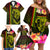 Hawaiian Reggae Music Family Matching Off Shoulder Short Dress and Hawaiian Shirt Jamaica Singer Tribal Polynesian and Hibiscus