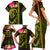 Hawaiian Reggae Music Family Matching Short Sleeve Bodycon Dress and Hawaiian Shirt Jamaica Singer Tribal Polynesian and Hibiscus