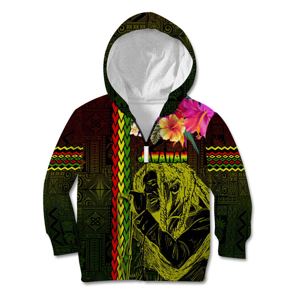 Hawaiian Reggae Music Kid Hoodie Jamaica Singer Tribal Polynesian and Hibiscus