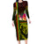 Hawaiian Reggae Music Long Sleeve Bodycon Dress Jamaica Singer Tribal Polynesian and Hibiscus