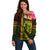 Hawaiian Reggae Music Off Shoulder Sweater Jamaica Singer Tribal Polynesian and Hibiscus