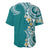 Aloha Polynesian Plumeria Flower Baseball Jersey Teal Color