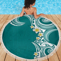 Aloha Polynesian Plumeria Flower Beach Blanket Teal Color LT03 - Polynesian Pride