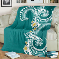 Aloha Polynesian Plumeria Flower Blanket Teal Color LT03 - Polynesian Pride