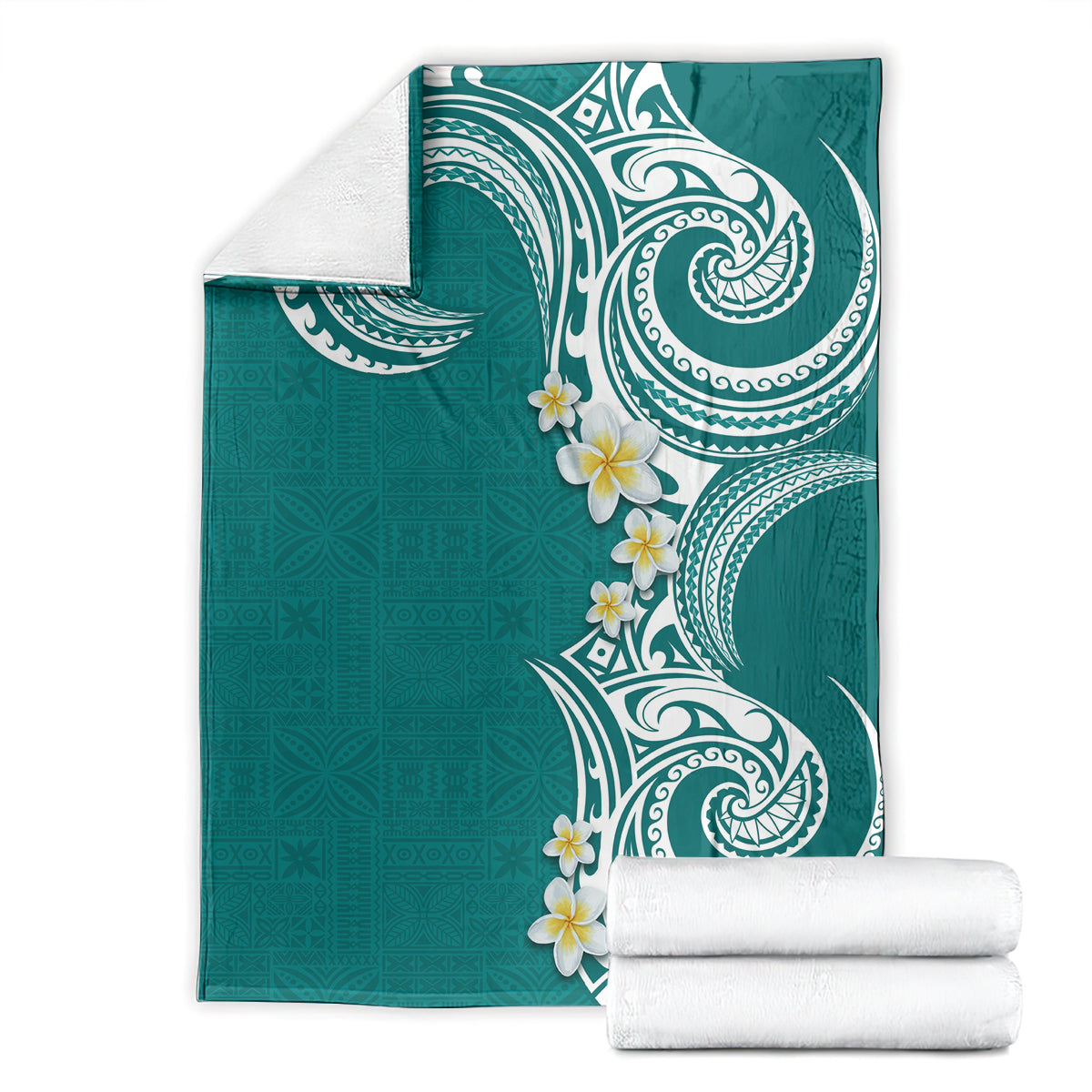 Aloha Polynesian Plumeria Flower Blanket Teal Color LT03 - Polynesian Pride