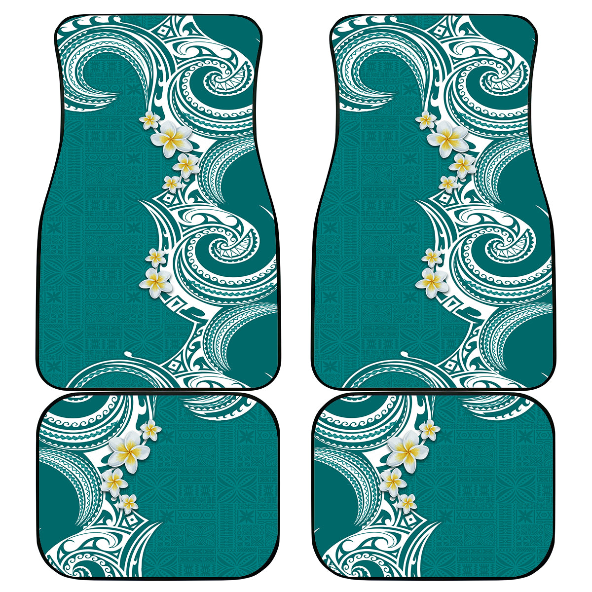 Aloha Polynesian Plumeria Flower Car Mats Teal Color LT03 - Polynesian Pride