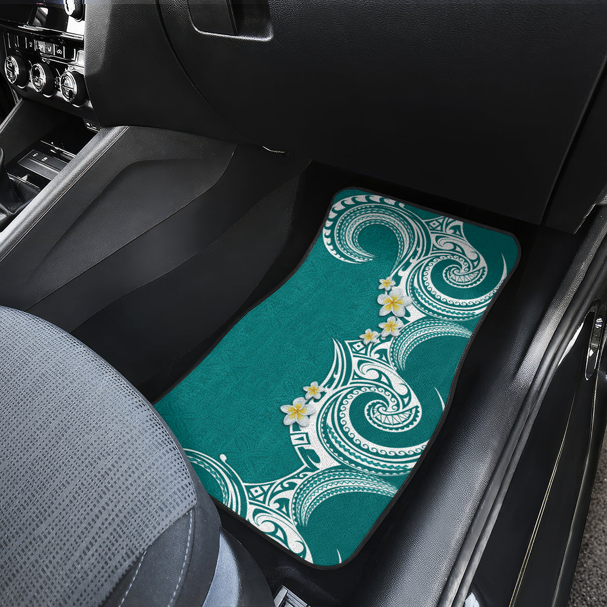 Aloha Polynesian Plumeria Flower Car Mats Teal Color LT03 - Polynesian Pride