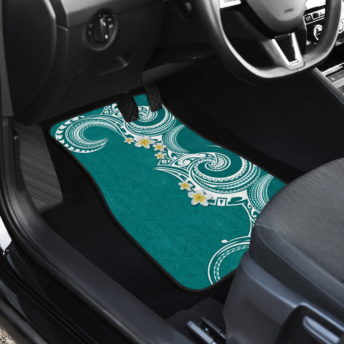 Aloha Polynesian Plumeria Flower Car Mats Teal Color LT03 - Polynesian Pride