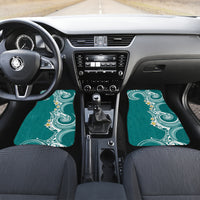 Aloha Polynesian Plumeria Flower Car Mats Teal Color LT03 Set 2pcs - Front Teal - Polynesian Pride