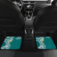 Aloha Polynesian Plumeria Flower Car Mats Teal Color LT03 Set 2pcs - Back Teal - Polynesian Pride