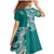 Aloha Polynesian Plumeria Flower Family Matching Mermaid Dress and Hawaiian Shirt Teal Color