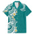 Aloha Polynesian Plumeria Flower Family Matching Mermaid Dress and Hawaiian Shirt Teal Color